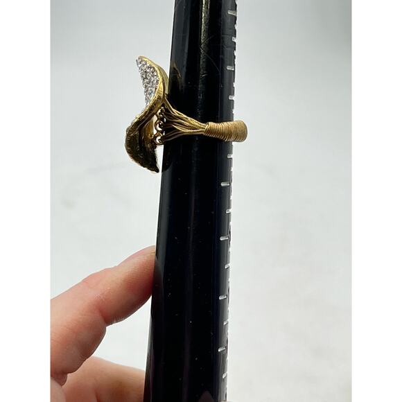 Womens Wavey Cocktail Pave Rhinestone Wire Wrapped Ring Round Setting Sz 8 - Picture 7 of 8